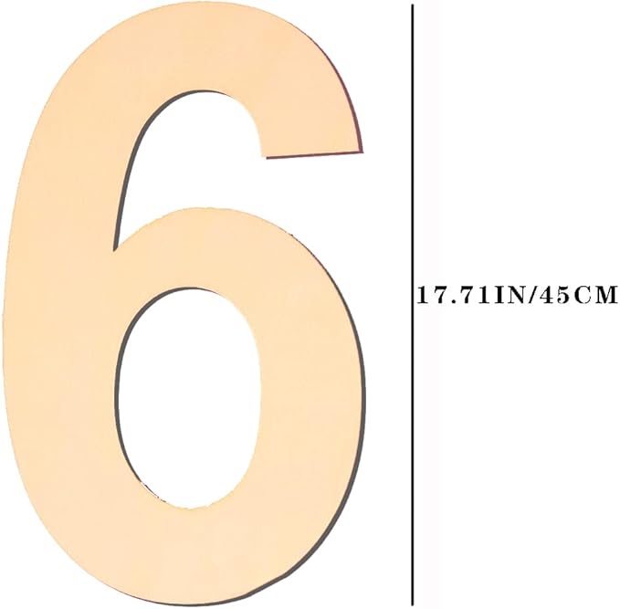 17 inch Large Wooden Numbers, Wood Number, Blank Wooden Number, Wooden Sign Board, Wooden Numbers for Crafts, DIY Projects, Birthday, Party, Wedding Decorations (Number 6)
