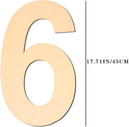 17 inch Large Wooden Numbers, Wood Number, Blank Wooden Number, Wooden Sign Board, Wooden Numbers for Crafts, DIY Projects, Birthday, Party, Wedding Decorations (Number 6)