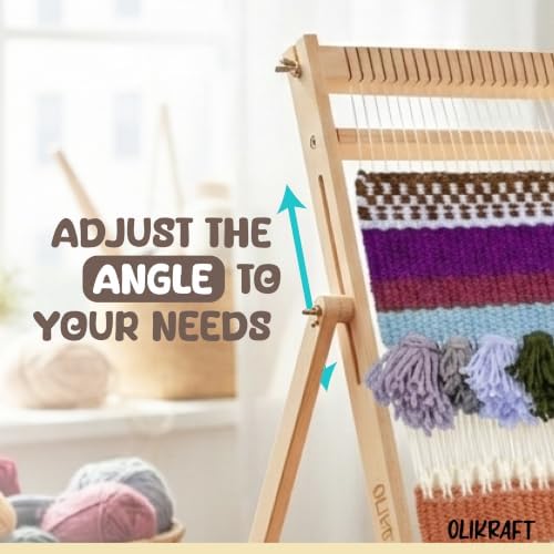 Olikraft Wooden Weaving Loom, Adjustable Stand (Extra Large) - Image 6