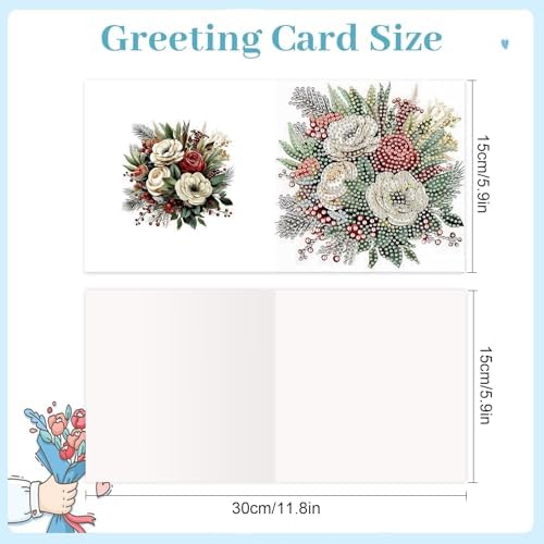 jinglinhh 12pcs Diamond Art Painting Christmas Cardinal Greeting Cards with Envelopes, DIY Card Making Kits for Adults, Diamond Art Christmas Cards for Birthday Holiday Postcards Craft Gifts - Image 2
