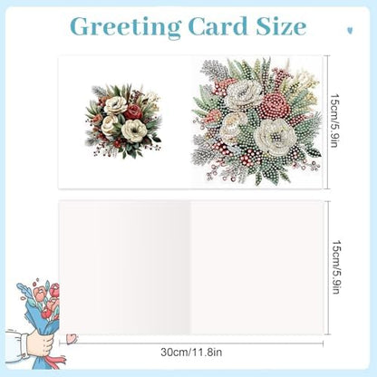 jinglinhh 12pcs Diamond Art Painting Christmas Cardinal Greeting Cards with Envelopes, DIY Card Making Kits for Adults, Diamond Art Christmas Cards for Birthday Holiday Postcards Craft Gifts - Image 2