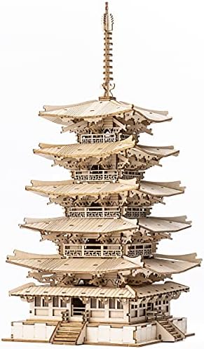 Rolife Wood Model Kits for Adults to Build 3D Puzzles DIY Five-storied Pagoda Birthday Unique Gifts for Friends or Family by Rolife