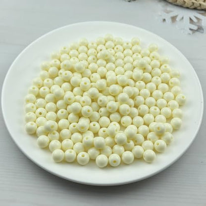 200pcs Acrylic Round Beads for Crafts 10mm Resin Candy Color Spacer Beads with Hole for Jewelry Making Sewing Crafts Decoration Necklaces Bracelets Earrings Supplies(Cream) - Image 2