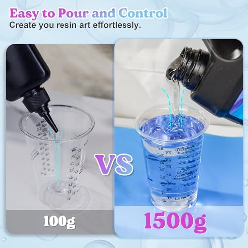 LET'S RESIN UV Resin, 1500g Hard Resin with Silicone Measuring Cups - Image 4