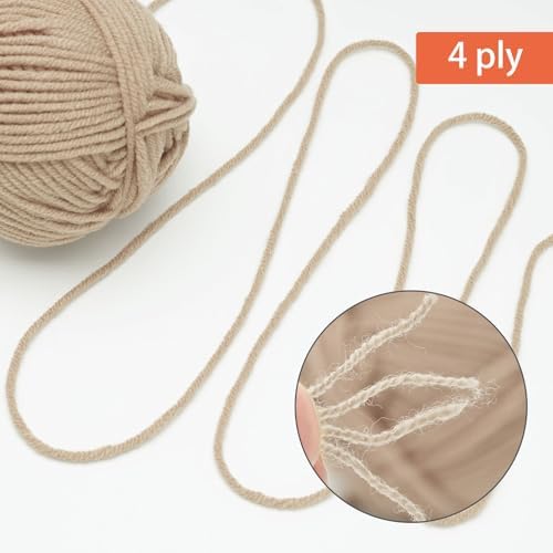 NICEEC 300g Soft Assorted Colors Yarn 100% Acrylic 870yds -Beige - Image 3