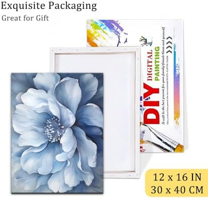 Natuyalo Framed Paint by Numbers for Adults - Blue Flower DIY Adult Paint by Number Kits Blooming Flower Acrylic Painting by Numbers for Beginners Art Craft Kits for Adults (12x16 Inch) - Image 6