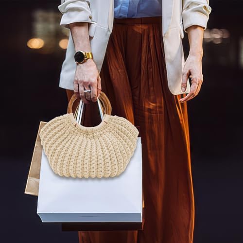 ACRNIGHEET Crochet Bag Kit for Adults Oat Colored Handbag Crochet Kit for Beginners Tote Bag Starters Set DIY Craft Making Kit with Step-by-Step Instructions and Video Guidance - Image 4
