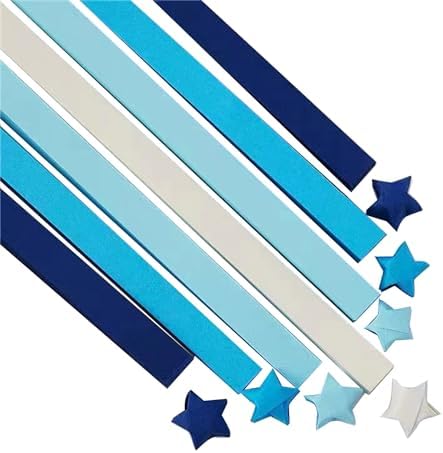 1080 Sheets Origami Star Paper Blue Strips Double Sided Lucky Star Decoration Folding Paper for DIY Hand Art Crafts, Teaching Supplies (blue-1080 sheets) by YYaaloa