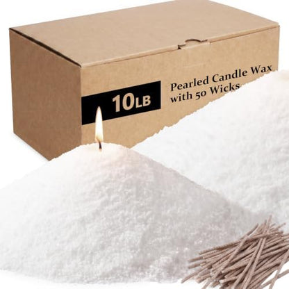 BISWYLBLJ 10 lbs White Natural Pearled Candle Sand Kit with 50 Wicks by BISWYLBLJ