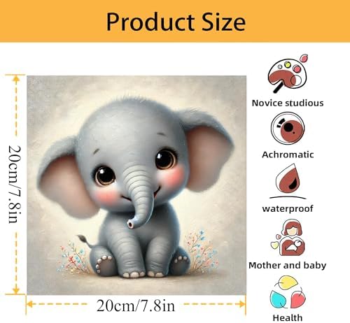 Mowana Elephant Paint by Numbers Kit for Kids Framed, Easy Paint by Number Kits for Adults Beginners with Easel DIY Acrylic Oil Painting Kits for Relaxing, Home Wall Decor and Gift 7.8x7.8inches - Image 5