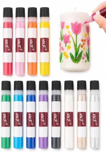 VVF 12-Color Candle Paint Set, 3D Candle Wax Pen with Glitter Silver & Gold by Unknown