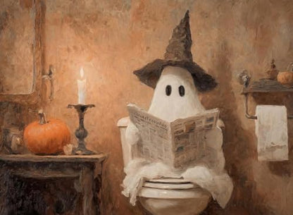 Halloween Ghost Paint by Numbers Kit for Adults Framed Canvas Frameworkless by FairylandJinWenn