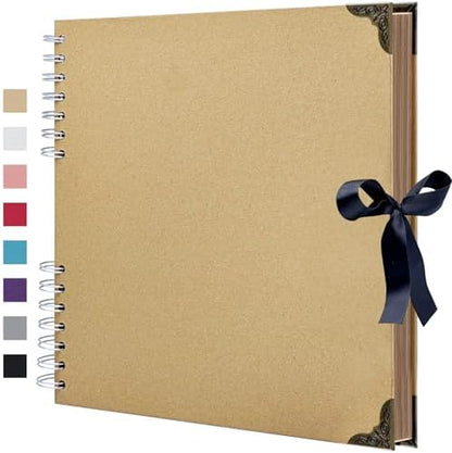 Scrapbook Album 12x12 Inch - Hardcover Kraft Paper Photo Album with 80 Pages, Memory Book for Wedding, Anniversary, Family, Christmas, Baby Shower, Ideal for Preserving Precious Moments by HoneyTolly