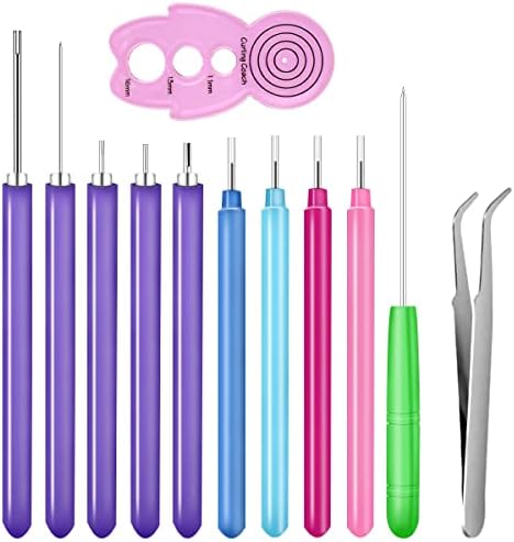 12 Pcs Paper Quilling Slotted Tool Paper Curling Tools Kit Quilling Needle Pen for Art Craft Different Size DIY Paper Cardmaking Project Rolling Multifunction Slotted Quilling Tool Set Handmade Tools by yuntop