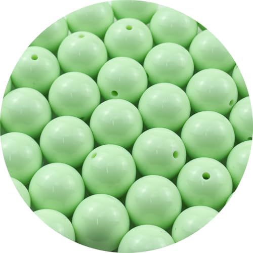 40pcs Acrylic Round Beads for Crafts 18mm Resin Candy Color Spacer Beads with Hole for Jewelry Making Sewing Crafts Decoration Necklaces Bracelets Earrings Supplies(Light Green) by Unknown