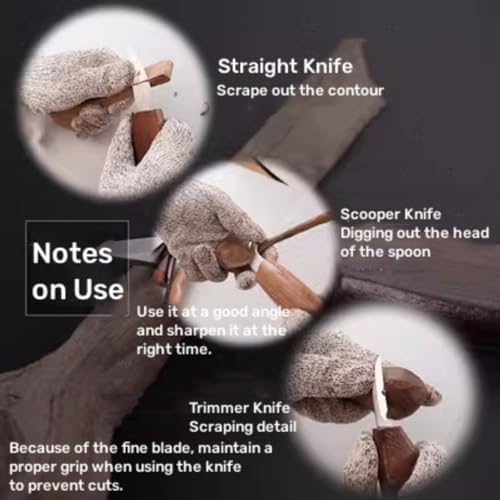 10Pcs Wood Carving Knife Set, Black Walnut Wood Carving Kit with Detail Wood Knife, Whittling Knife, Hook Knife for Beginners, DIY, Carving Knife Sharpener for Spoon, Bowl, Pumpkin, Cup - Image 3