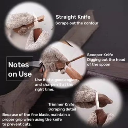 10Pcs Wood Carving Knife Set, Black Walnut Wood Carving Kit with Detail Wood Knife, Whittling Knife, Hook Knife for Beginners, DIY, Carving Knife Sharpener for Spoon, Bowl, Pumpkin, Cup - Image 3