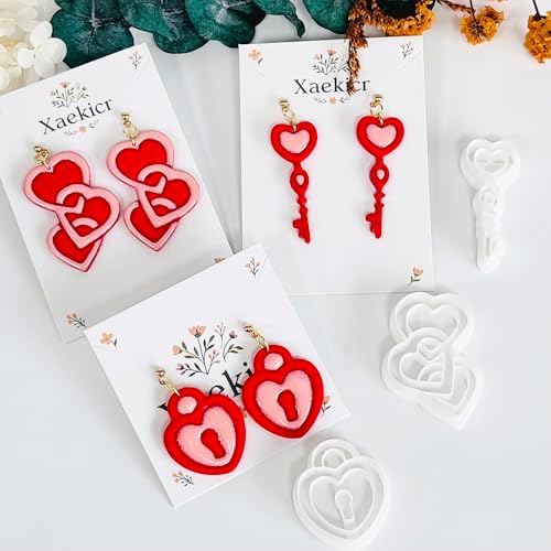Xaekicr Heart Lock and Key Clay Cutters Set – 3PCS Polymer Clay Cutters for Earrings, Valentine’s Day Clay Earring Cutters, Polymer Clay Molds for Jewelry Making, Clay Tools - Image 6