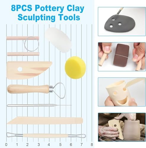 Sculpting Clay, Modeling Clay, 5.5lbs Natural Air Dry Clay Kit with Pottery Sculpting Tool Set, Pottery Clay for Adult - Bright White - Image 4