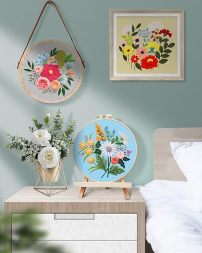 TINDTOP 5 Sets Embroidery Kit for Adults, Floral Embroidery Practice Kit for Beginners Include Embroidery Cloth Hoops Threads for Craft Lover Hand Stitch - Image 6