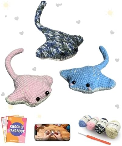 PAITIN Crochet Starter Kit – Easy DIY Craft Set for Adult Beginners, Handmade Yarn Art Project with Video Guidance (Manta Ray) by PAITIN