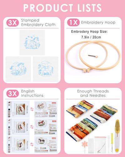 TINDTOP Embroidery Kit for Adult, 3 Pack Embroidery DIY Starter Kit - Image 2