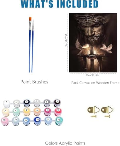 Jesus Paint by Numbers Kit for Adults Framed Canvas 12X16 in, Frameworkless - Image 3