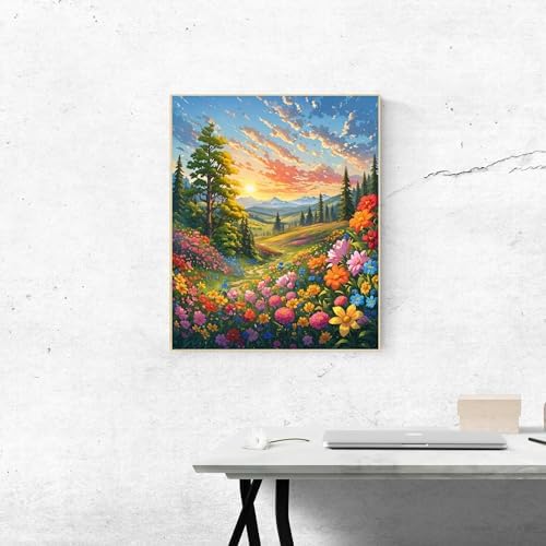 ldazao Landscape Adult Paint By Number Kits, Paint By Numbers Flowers,Flower Paint By Numbers Kit for Adults, DIY Canvas Oil Painting Paint By Number for Gift Home Wall Decor 16x20 Inch - Image 4