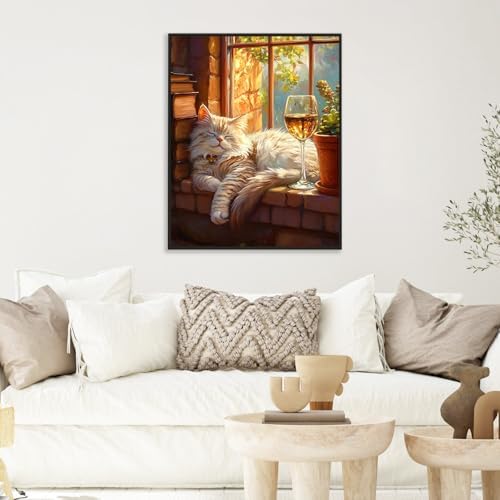 Paint by Numbers Kit for Adults, Sleeping Cat Number Painting Canvas Kit - Image 6