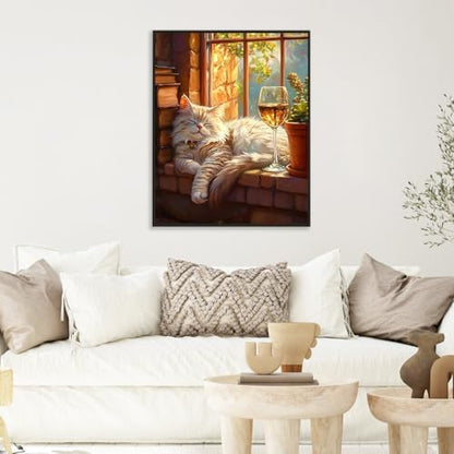 Paint by Numbers Kit for Adults, Sleeping Cat Number Painting Canvas Kit - Image 6