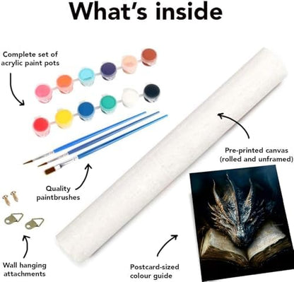 NEGEKFKX 2 Pack Dragon Paint by Numbers Kit for Adults Beginner with Framed,Flower Easy Adult Paint by Number Kits on Canvas DIY Painting for Beginners Art by Numbers for Home Wall Decor 10x12 Inch - Image 6