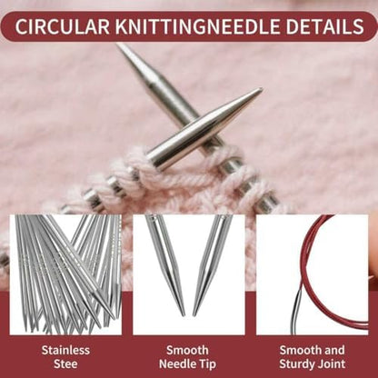 Soosui 3.5 mm Circular Knitting Needles, US4, 47 inches/120 cm Curved Tail - Image 7