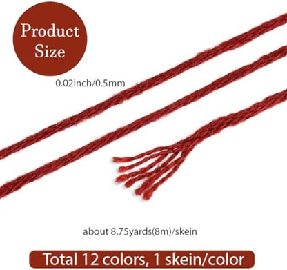 12 Skeins 6 Strands Red Brown Embroidery Thread for Hand Sewing - Image 2