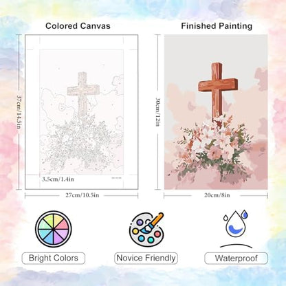 Yezavesu 6 Pack Jesus Paint by Numbers Kit for Adults Beginner 8x12 Inch - Image 3