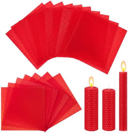 Yuntau 24 Pcs Christmas Beeswax Candle Making Kit, 8" x 8", Red by Yuntau
