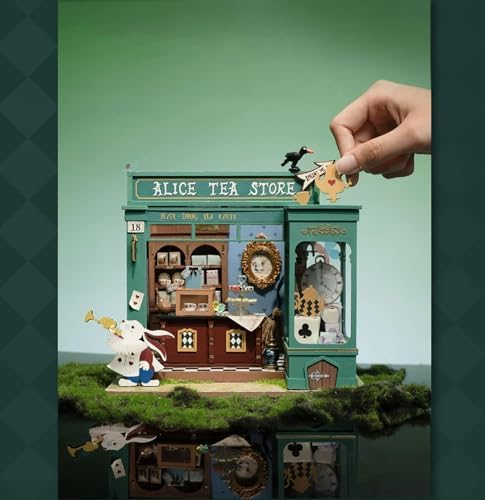 Rolife DIY Miniature House Kit Alice's Tea Store, Tiny House Kit for Adults to Build, Mini House Making Kit with Furniture, Halloween/Christmas Decorations/Gifts for Family Friends (Alice's Tea Store) - Image 3