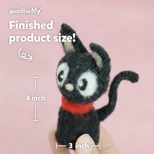 Woolbuddy Needle Felting Starter Kit (Black Cat) for Adults with DIY Tool - Image 2