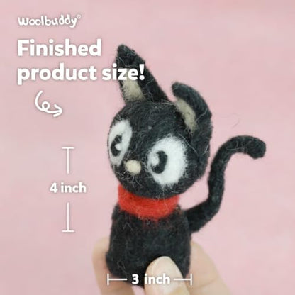 Woolbuddy Needle Felting Starter Kit (Black Cat) for Adults with DIY Tool - Image 2