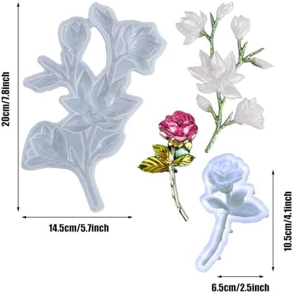2 PCS Rose Flower Silicone Molds, 3D Floral Resin Molds, Flower Handmade Craft Molds for Cake Decoration, Chocolate, Soap Wax Making Crafting Projects - Image 4