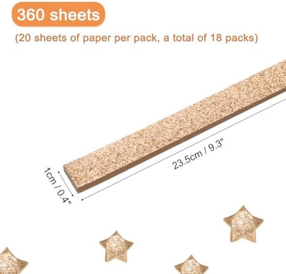 MECCANIXITY 360 Sheets Origami Paper Glitter Stars Papers Light Brown Fold Paper for Beginner Arts Crafts Projects,0.4 x 9.3 Inch - Image 2