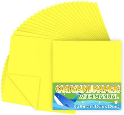 Praisebank Yellow Origami Paper, 220pcs 6x6 inch, Double Sided Color, Origami Paper Kit for Crafts, Origami Kit. by Praisebank