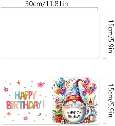 6 Pack 5D DIY Diamond Painting Birthday Gnome Greeting Card Kit, Diamond Art Christmas Birthday Holiday Greeting Card, Art Crafts Kit Creative with Envelope - Image 7