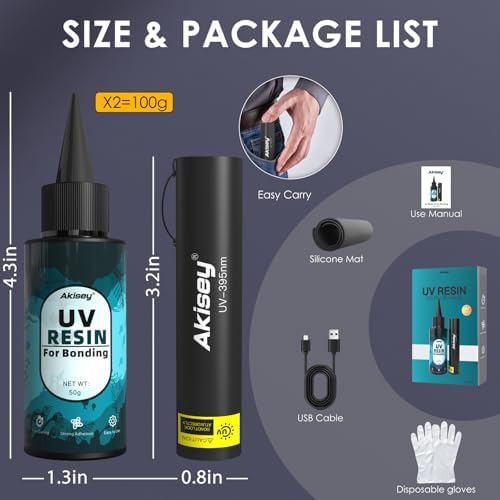 Akisey 100g UV Resin Kit with Light for Bonding & Fast Curing in Seconds - Image 5