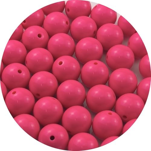 40pcs Acrylic Round Beads for Crafts 16mm Resin Candy Color Spacer Beads with Hole for Jewelry Making Sewing Crafts Decoration Necklaces Bracelets Earrings Supplies(Rose Red) by Unknown