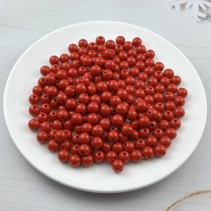 200pcs Acrylic Round Beads for Crafts 10mm Resin Candy Color Spacer Beads with Hole for Jewelry Making Sewing Crafts Decoration Necklaces Bracelets Earrings Supplies(Red) - Image 2
