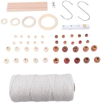 Macrame Kit for Beginners, Supplies with 3mm 115Yard Cotton Rope Beads Rings for DIY Wall Hanging - Image 3