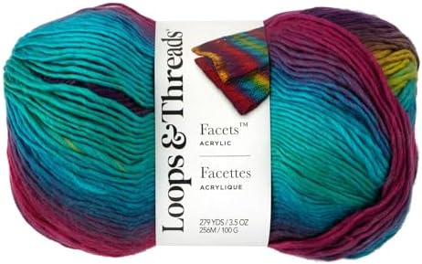 Loops & Threads Facets Yarn - Yarn for Knitting, Crochet, Weaving, and Arts & Crafts - Multi, Acrylic, 3.5 oz by LoopsThreads
