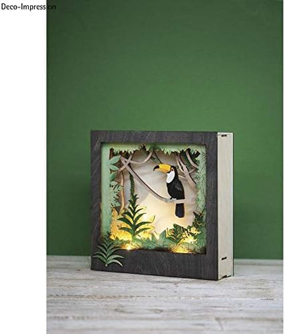 Rayher Shadow Box Building Kit with Toucan Design, 3D Scenery, DIY Wood Craft Set, 11 Slot-Together Pieces, FSC Certified Product, 24x24x6.5cm, 62853505 - Image 6