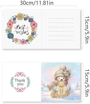 DIY Diamond Greeting Cards Set Christmas, 5D DIY Diamond Art Painting Greeting Card, DIY Christmas Card Making Kits for Family Friends Handmade Gift-#26-Snowman - Image 4