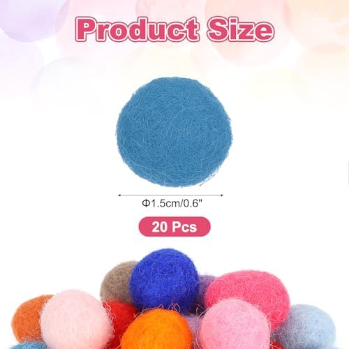PATIKIL Wool Felt Balls Beads Wool Felting Pom 1.5cm 15mm Sea Blue for Home Decor DIY Crafts Handcrafts Project Pack of 20 - Image 2